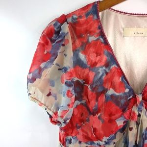 Mina UK M L Coral Poppy Flowy Dress